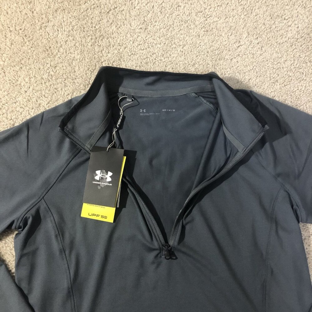 Under Armour Golf 1/2 Zip Long Sleeve Pullover UPF 50 Women's Medium Gray NWT - Picture 2 of 11